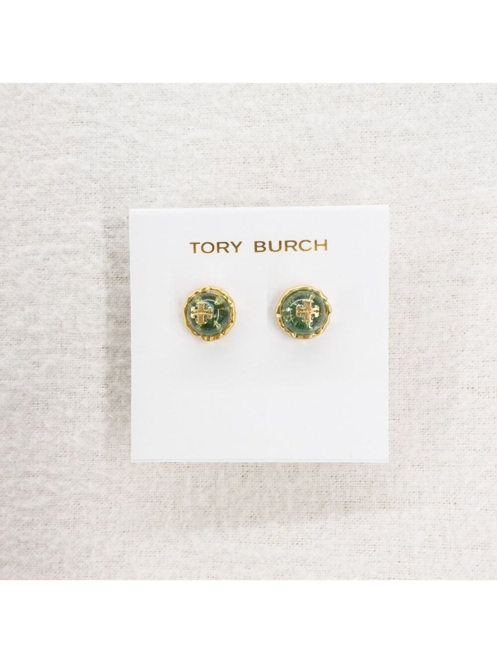 Tory Burch Roxanne Circle Stud Earrings Rolled Brass/Blue OS
